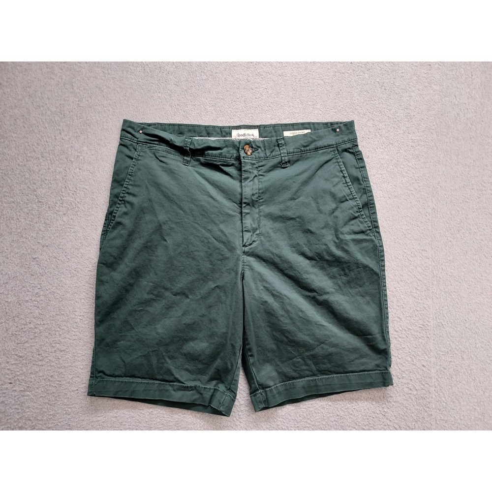 Goodfellow & Co Men Chino Short 32 Green Zip Button Slash Pockets Stretch Casual